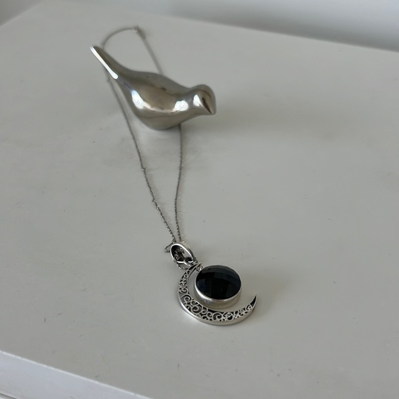 Crescent moon with smoky quartz pendant silver - Picture 2 of 3